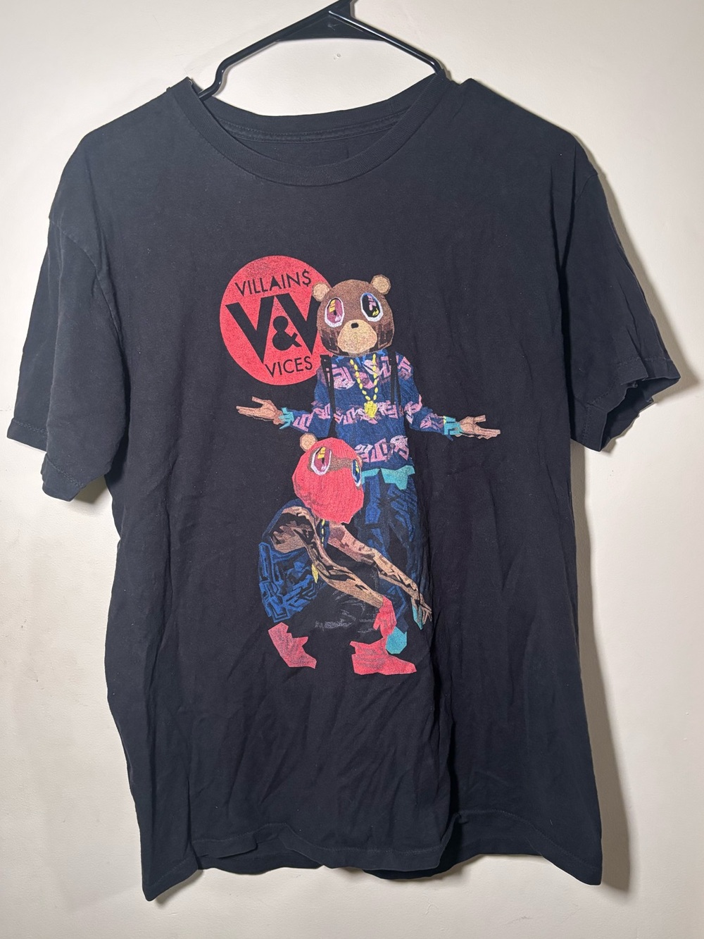 Villains & Vices Black Graphic Short Sleeve Tee with Multicolor Print